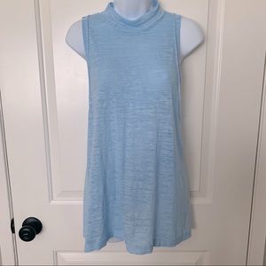 EUC Free People Blue Mock Neck Tank Top